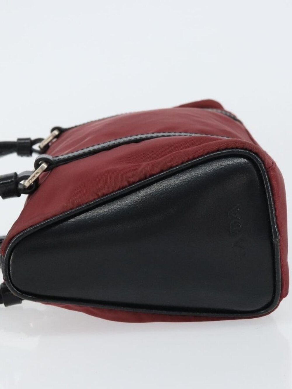 PRADA Hand Bag Nylon Bordeaux Silver Auth am10143 - Picture 4 of 16